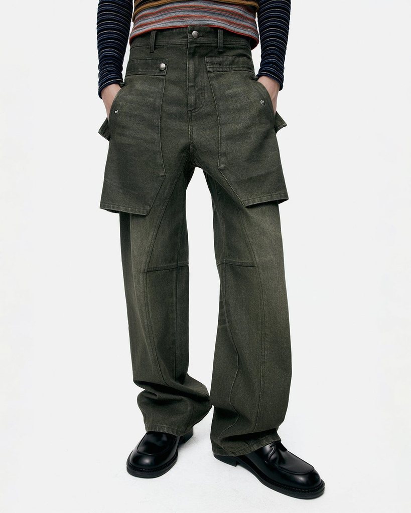 Structured Overlay Cargo Denim (S)